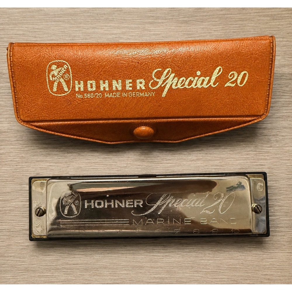 VTG 70s Hohner Harmonica Special 20 Marine Band Key C w/Case made in Germany
